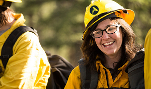 AmeriCorps member in hard hat