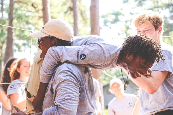 AmeriCorps members hosting a training. 