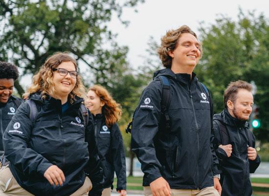 AmeriCorps NCCC members walking in a group