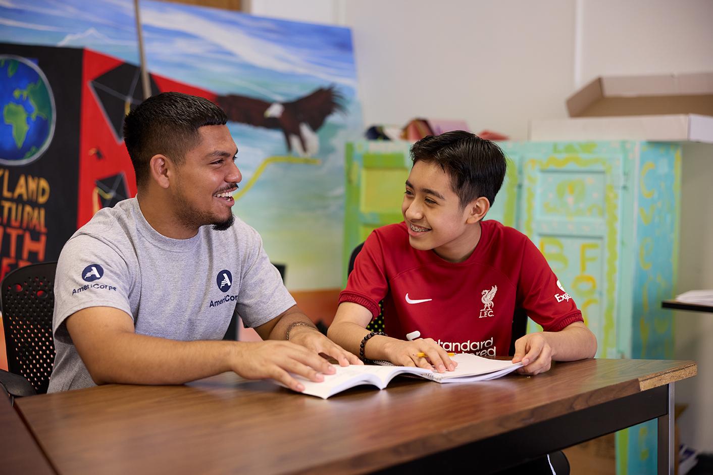 AmeriCorps members serving in the classroom