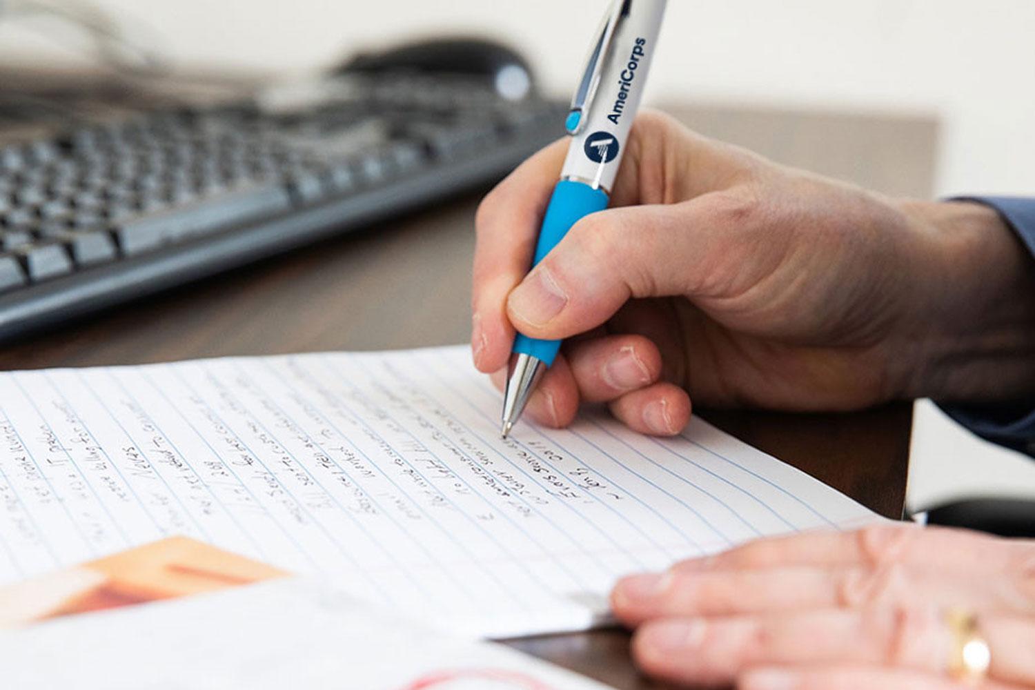 Writing with an AmeriCorps pen